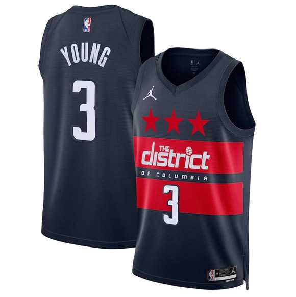 Mens Washington Wizards #3 Trae Young Navy -25 Statement Edition Stitched Jersey Dzhi