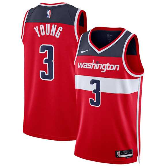 Mens Washington Wizards #3 Trae Young Red Icon Edition Stitched Jersey Dzhi