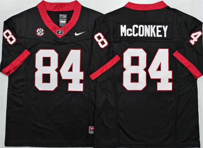 Mens Georgia Bulldogs #84 Ladd McConkey Black 2025 F.U.S.E. Stitched Jersey