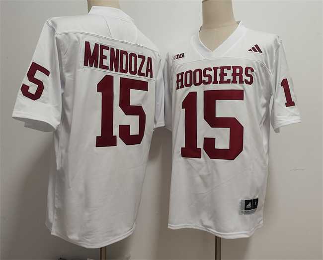 Mens Indiana Hoosiers #15 Fernando Mendoza White Stitched Jersey