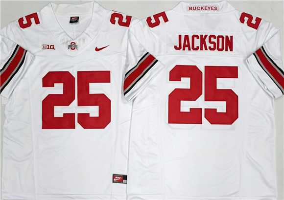 Mens Ohio State Buckeyes #25 Lamar Bo Jackson White 2025 F.U.S.E. Limited Stitched Jersey