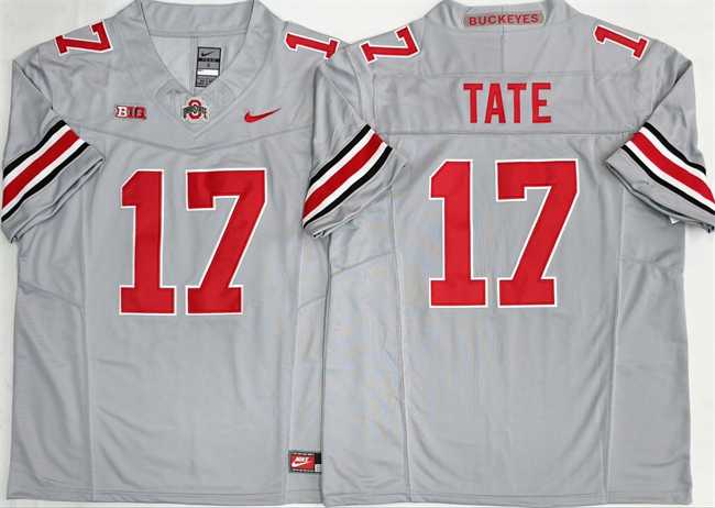Mens Ohio State Buckeyes #17 Carnell Tate Gray 2025 F.U.S.E. Limited Stitched Jersey