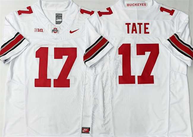 Mens Ohio State Buckeyes #17 Carnell Tate White 2025 F.U.S.E. Limited Stitched Jersey