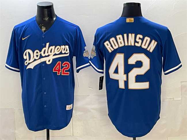Mens Los Angeles Dodgers #42 Jackie Robinson Royal 2026 Alternate Gold Collection Stadium Stitched Jersey