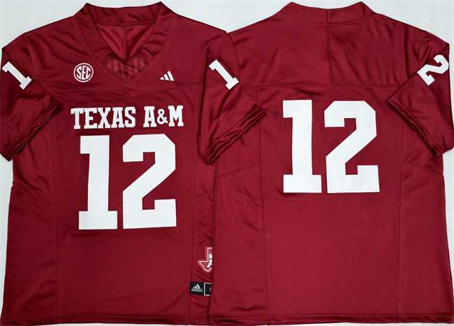 Mens Texas A&M Aggies Lions #12 Premier Strategy Red 2025 F.U.S.E. Stitched Jersey