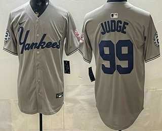 Mens New York Yankees #99 Aaron Judge Grey Limited Jersey
