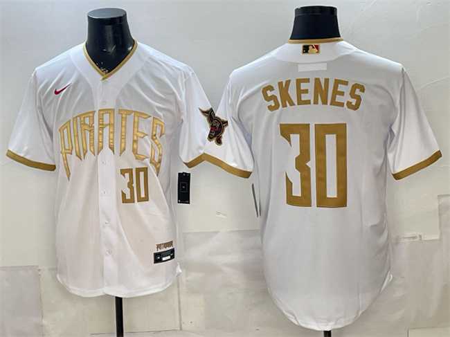Mens Pittsburgh Pirates #30 Paul Skenes White 2026 City Connect Stadium Stitched Jersey