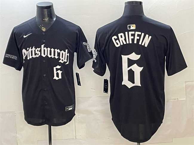 Mens Pittsburgh Pirates #6 Konnor Griffin Black Gothic Steel City Edition Vapor Limited Stitched Jersey
