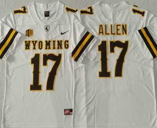 Mens Wyoming Cowboys #17 Josh Allen White Vapor Limited Stitched Nike Jersey