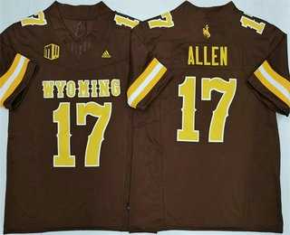 Mens Wyoming Cowboys #17 Josh Allen Limited Brown FUSE College Jersey