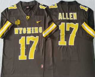 Mens Wyoming Cowboys #17 Josh Allen Brown Vapor Limited Stitched Nike Jersey