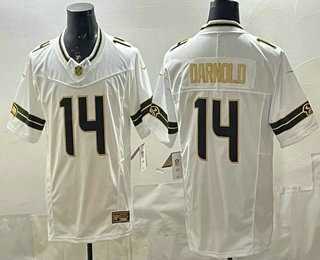 Mens Seattle Seahawks #14 Sam Darnold Limited White Gold FUSE Vapor Jersey Dzhi