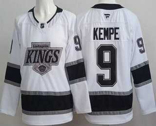 Mens Los Angeles Kings #9 Adrian Kempe White Authentic Jersey