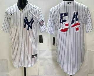Mens New York Yankees #54 Max Fried White 2026 USA 250 Fourth of July Home Stadium Stitched Jersey Dzhi