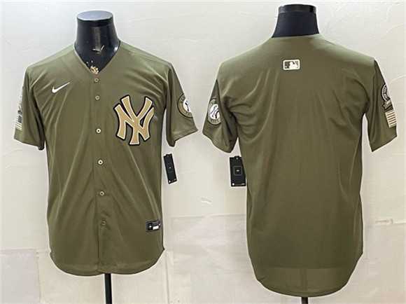 Mens New York Yankees Blank Olive 2026 Armed Forces Day Stitched Jersey Dzhi