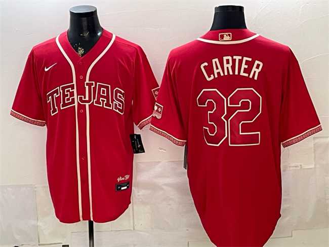 Mens Texas Rangers #32 Evan Carter Red 2026 City Connect Stadium Stitched Jersey->texas rangers->MLB Jersey