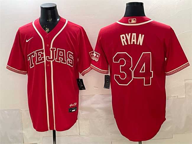 Mens Texas Rangers #34 Nolan Ryan Red 2026 City Connect Stadium Stitched Jersey->texas rangers->MLB Jersey