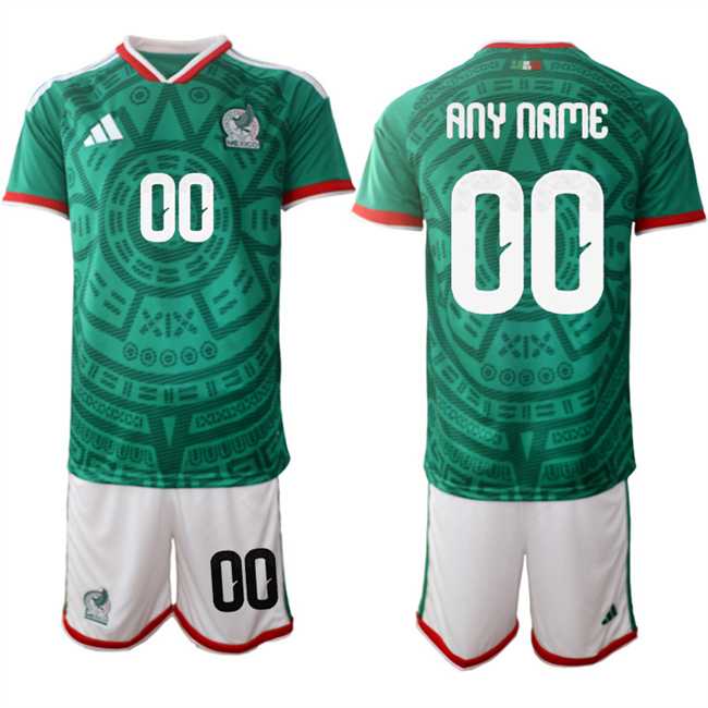Mens Mexico Custom Green 2025-26 Home Soccer Jersey Suit->->