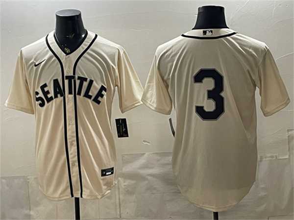 Mens Seattle Mariners #3 J.P. Crawford Cream Alternate Stitched Jersey