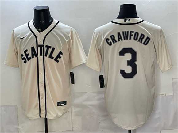 Mens Seattle Mariners #3 J.P. Crawford Cream With Name Alternate Stitched Jersey
