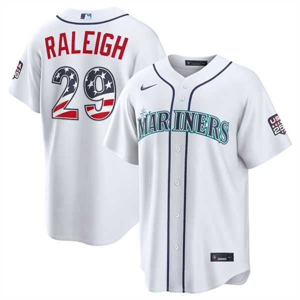 Mens Seattle Mariners #29 Big Dumper White USA 250 Fourth of July Home Stitched Jersey Dzhi