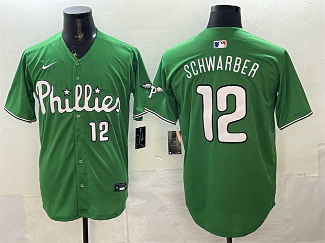 Mens Philadelphia Phillies #12 Kyle Schwarber Green Limited Stitched Jersey
