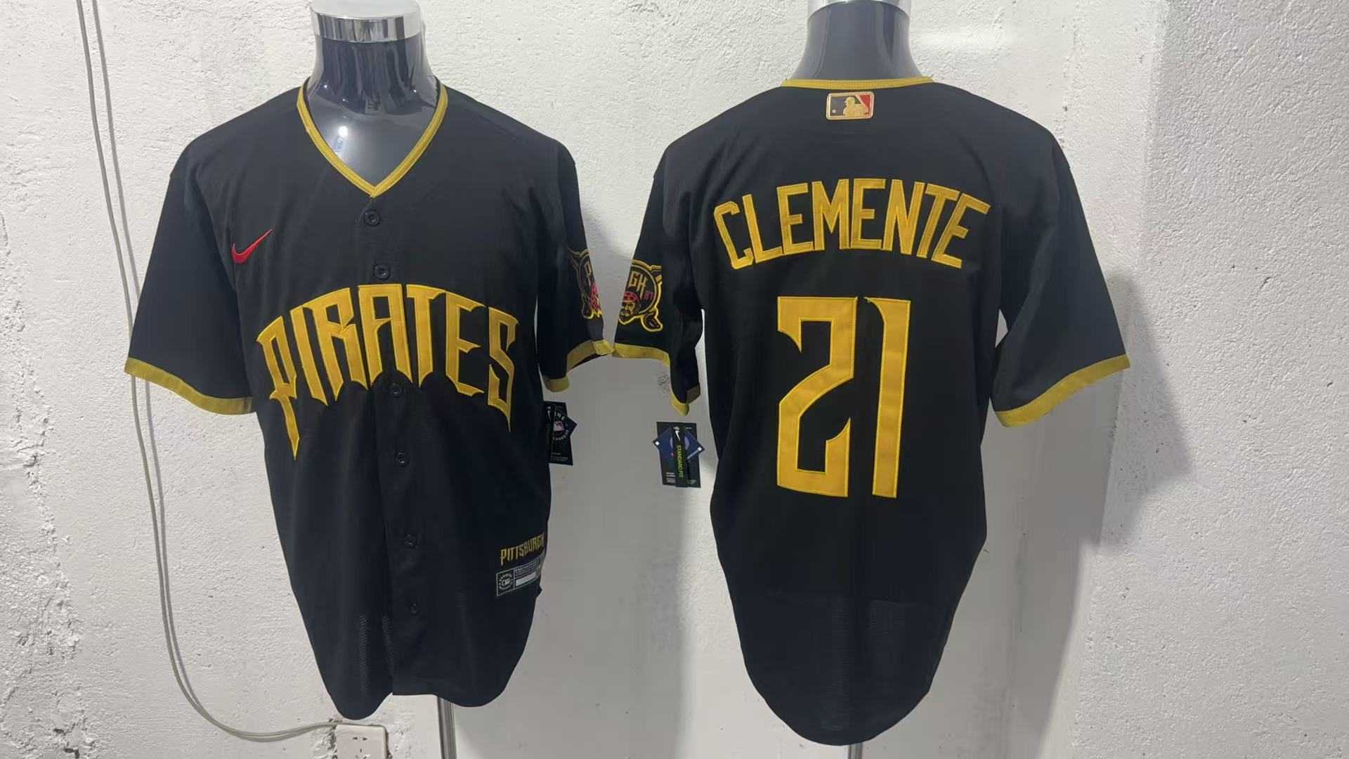 Mens Pittsburgh Pirates #21 Roberto Clemente Black 2026 City Connect Stadium Jersey