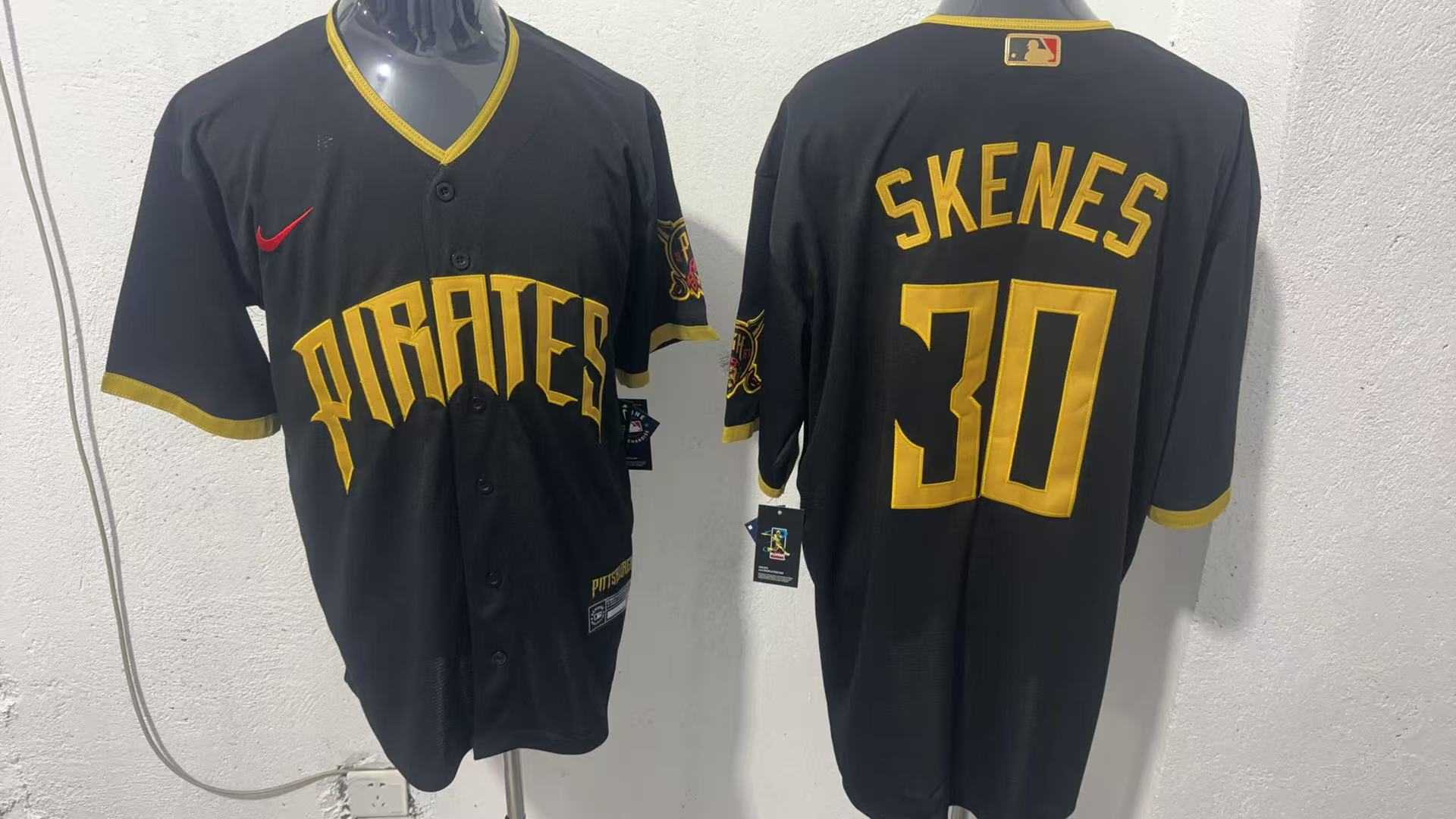 Mens Pittsburgh Pirates #30 Paul Skenes Black 2026 City Connect Stadium Jersey