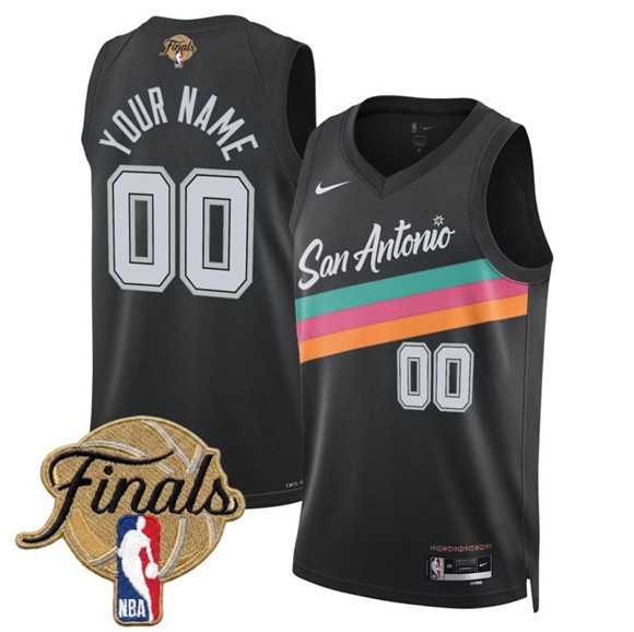 Mens San Antonio Spurs Active Player Custom Black 2026 Finals Patch City Edition Stitched Basketball Jersey