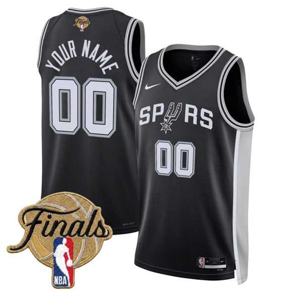 Mens San Antonio Spurs Active Player Custom Black 2026 Finals Patch Icon Edition Stitched Basketball Jersey
