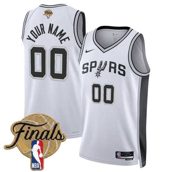 Mens San Antonio Spurs Active Player Custom White 2026 Finals Patch Association Edition Stitched Basketball Jersey