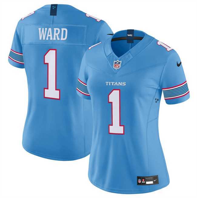 Womens Tennessee Titans #1 Cameron Ward Light Blue 2026 F.U.S.E. Vapor Limited Stitched Jersey Dzhi->tennessee titans->NFL Jersey