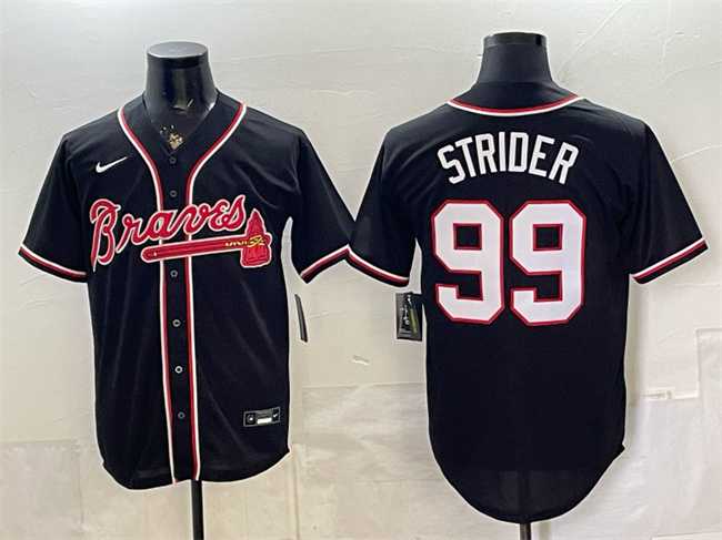 Mens Atlanta Braves #99 Spencer Strider 2026 Fashion Replica Black Out Stitched Jersey