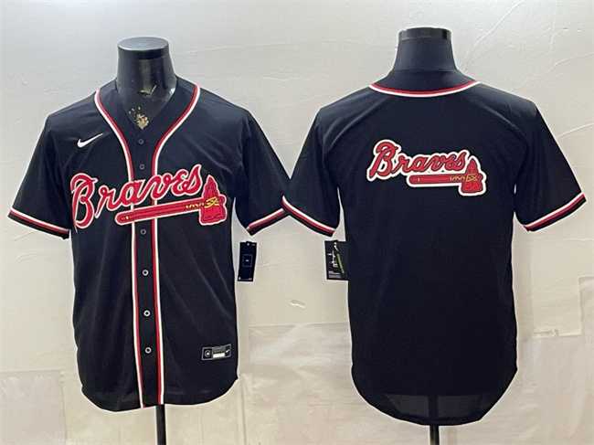 Mens Atlanta Braves Team Big Logo 2026 Fashion Replica Black Out Stitched Jersey Dzhi