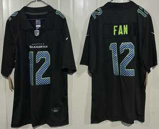 Mens Seattle Seahawks #12 Fan Limited Black Fashion Vapor Jersey
