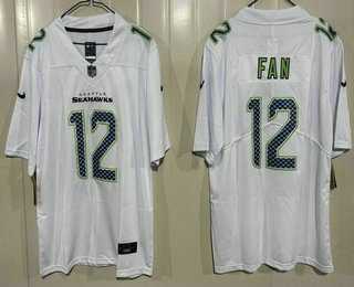Mens Seattle Seahawks #12 Fan Limited White Fashion Vapor Jersey