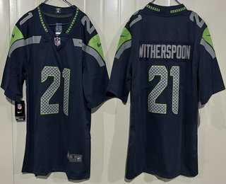 Mens Seattle Seahawks #21 Devon Witherspoon Limited Navy Vapor Jersey