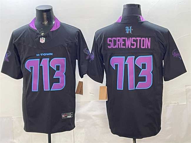 Mens Houston Texans #713 Screwston Black F.U.S.E. 2025 DJ SCREW Vapor Limited Stitched Jersey