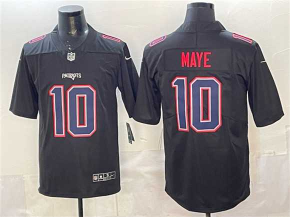 Mens New England Patriots #10 Drake Maye Black Fashion Vapor Untouchable Limited Stitched Jersey