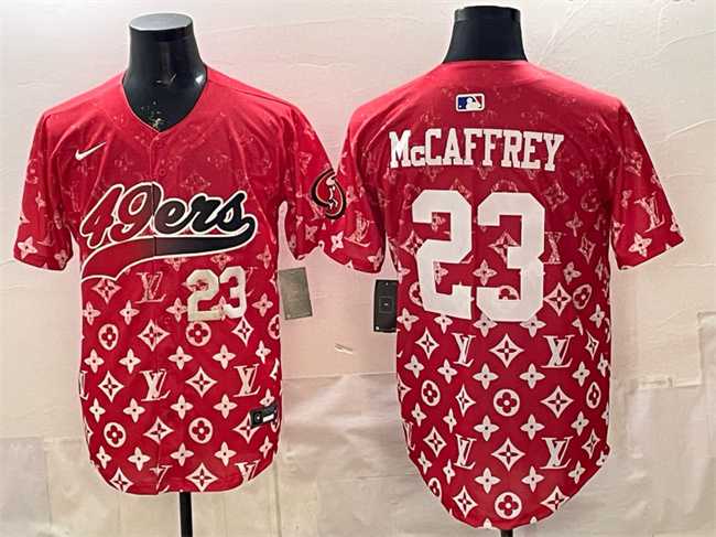 Mens San Francisco 49ers #23 Christian McCaffrey Red Limited Stitched Baseball Jersey
