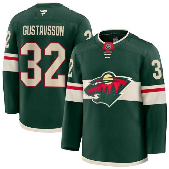 Mens Minnesota Wild #32 Filip Gustavsson Green Home Stitched Jersey Dzhi