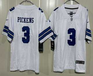 Youth Dallas Cowboys #3 George Pickens Limited White Vapor Jersey