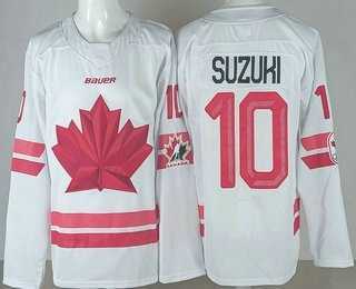 Mens Canada #10 Nick Suzuki White 2026 Olympics Stitched Jersey