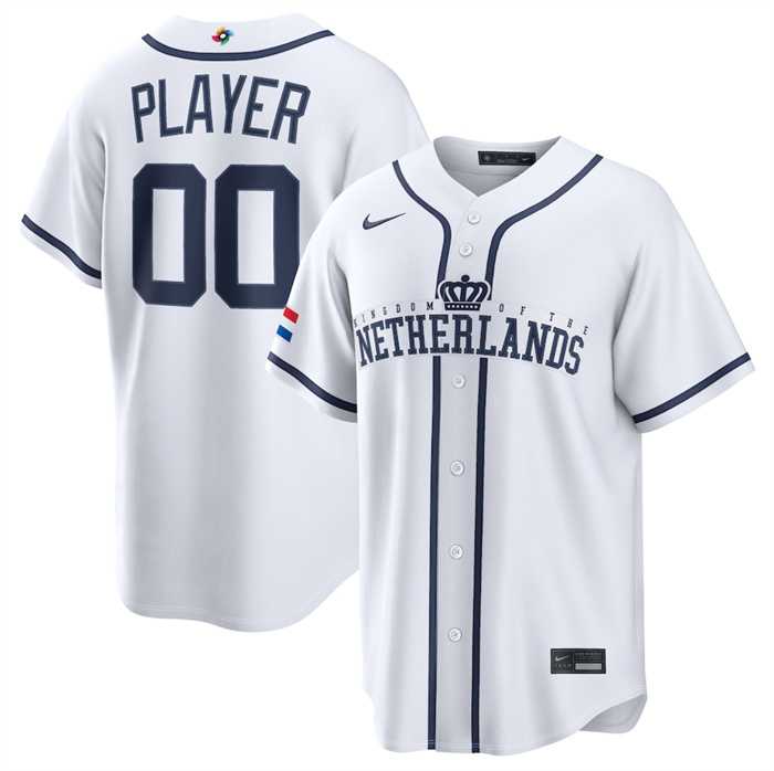 Mens Netherlands Baseball Active Player Custom White 2026 World Baseball Classic Home Stadium Stitched Jersey