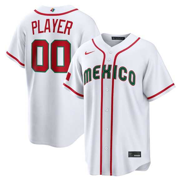 Mens Mexico Baseball ACTIVE PLAYER Custom White 2026 World Baseball Classic Home Stadium Stitched Jersey
