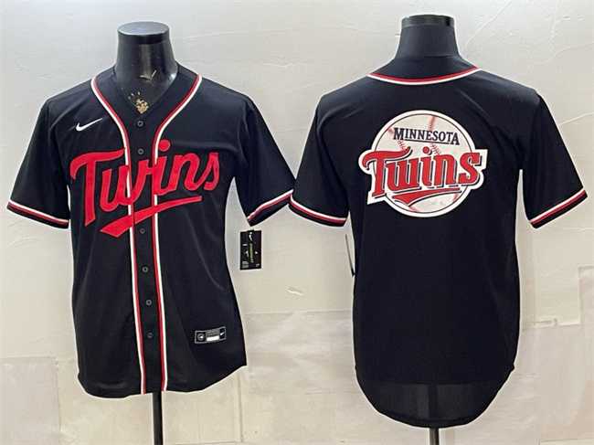 Mens Minnesota Twins Team Big Logo 2026 Fashion Replica Black Out Stitched Jersey Dzhi