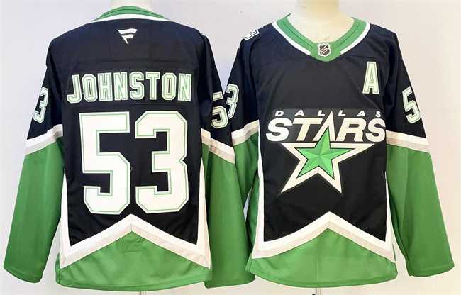 Mens Dallas Stars #53 Wyatt Johnston Black 2025-26 With A Patch Alternate Stitched Jersey