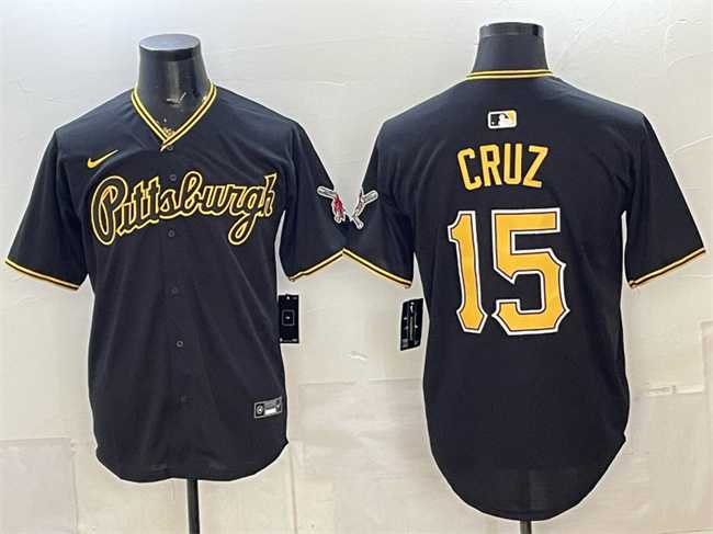 Mens Pittsburgh Pirates #15 Oneil Cruz Black Limited Stitched Jersey