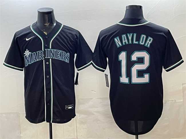 Mens Seattle Mariners #12 Josh Naylor 2026 Fashion Replica Black Out Stitched Jersey
