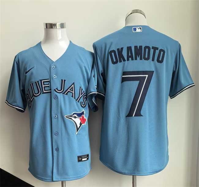 Mens Toronto Blue Jays #7 Kazuma Okamoto Blue Limited Stitched Jersey